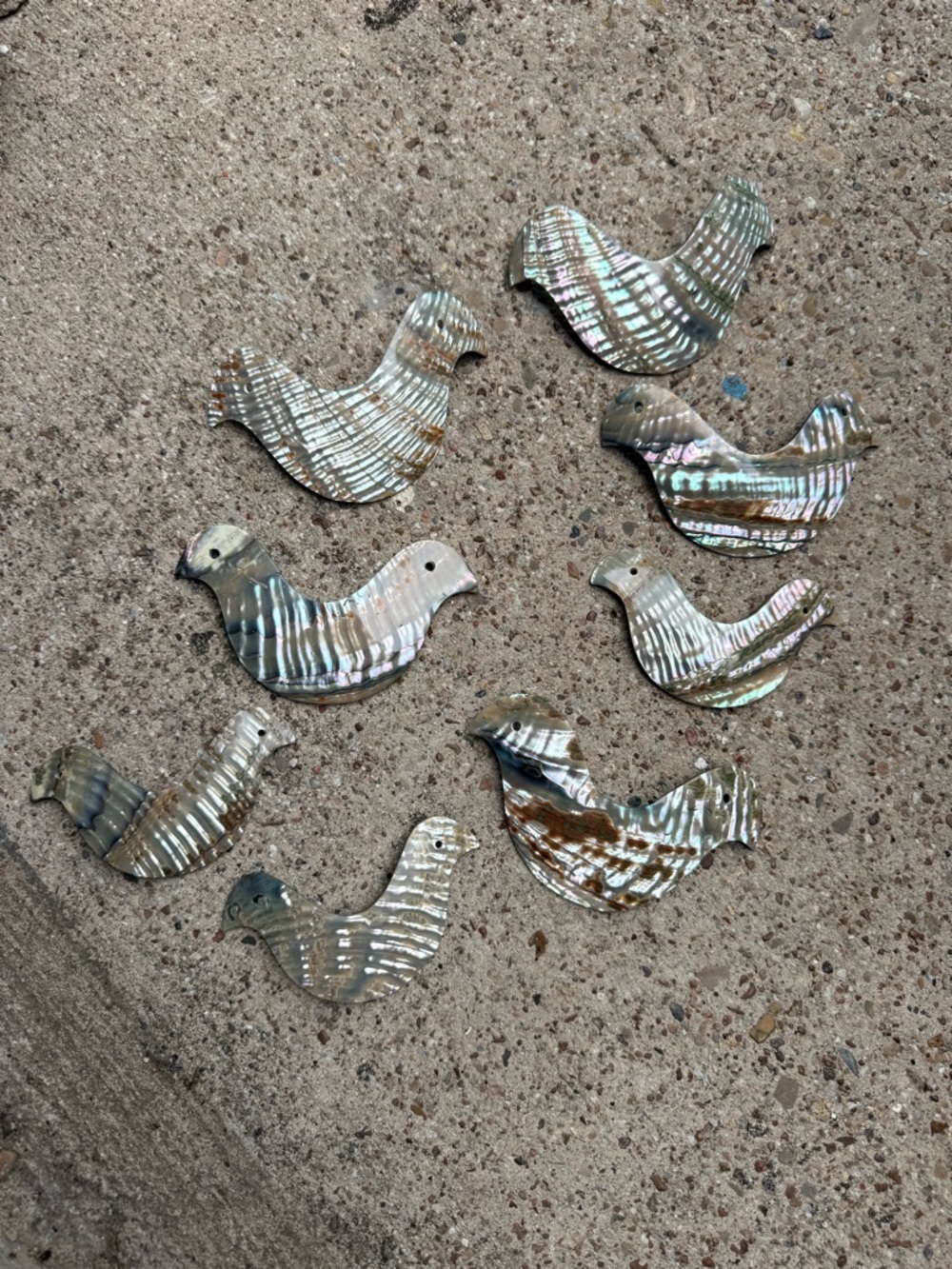 Iridescent Mother of Pearl Bird Pendants / Shell Statement Charms - Picture 5 of 8